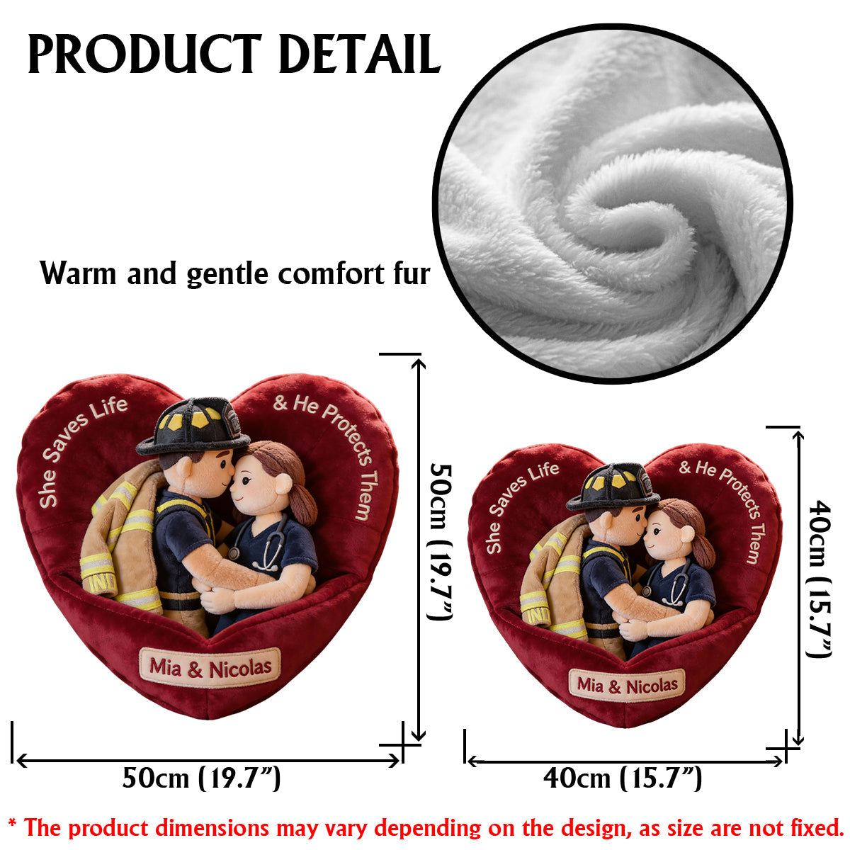 Toi et moi, on gère ! - Coussin personnalisé en fausse fourrure en forme d'infirmière