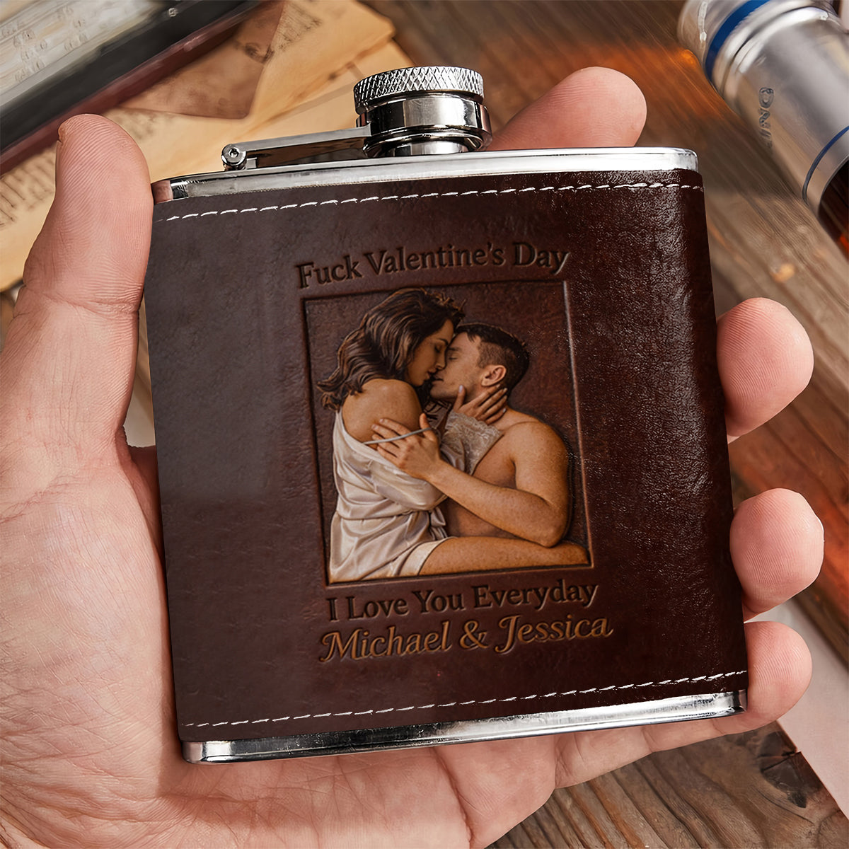 I Love You Everyday - Personalized Spicy Couple Hip Flask