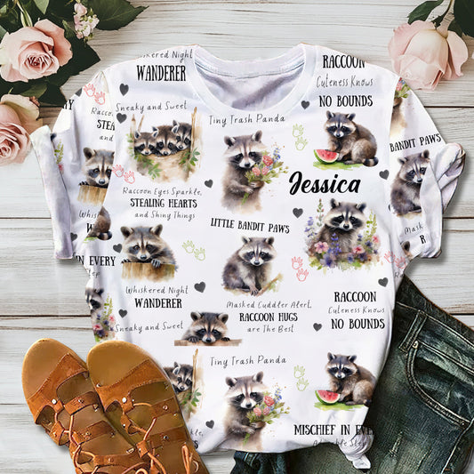 Little Pandit Paws - Personalized Raccoon All Over Shirt