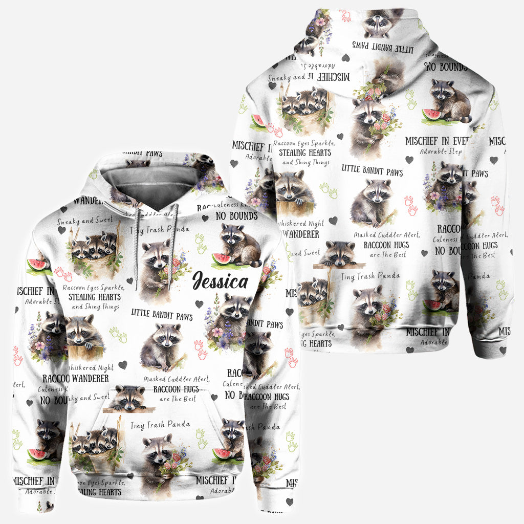 Little Pandit Paws - Personalized Raccoon All Over Shirt