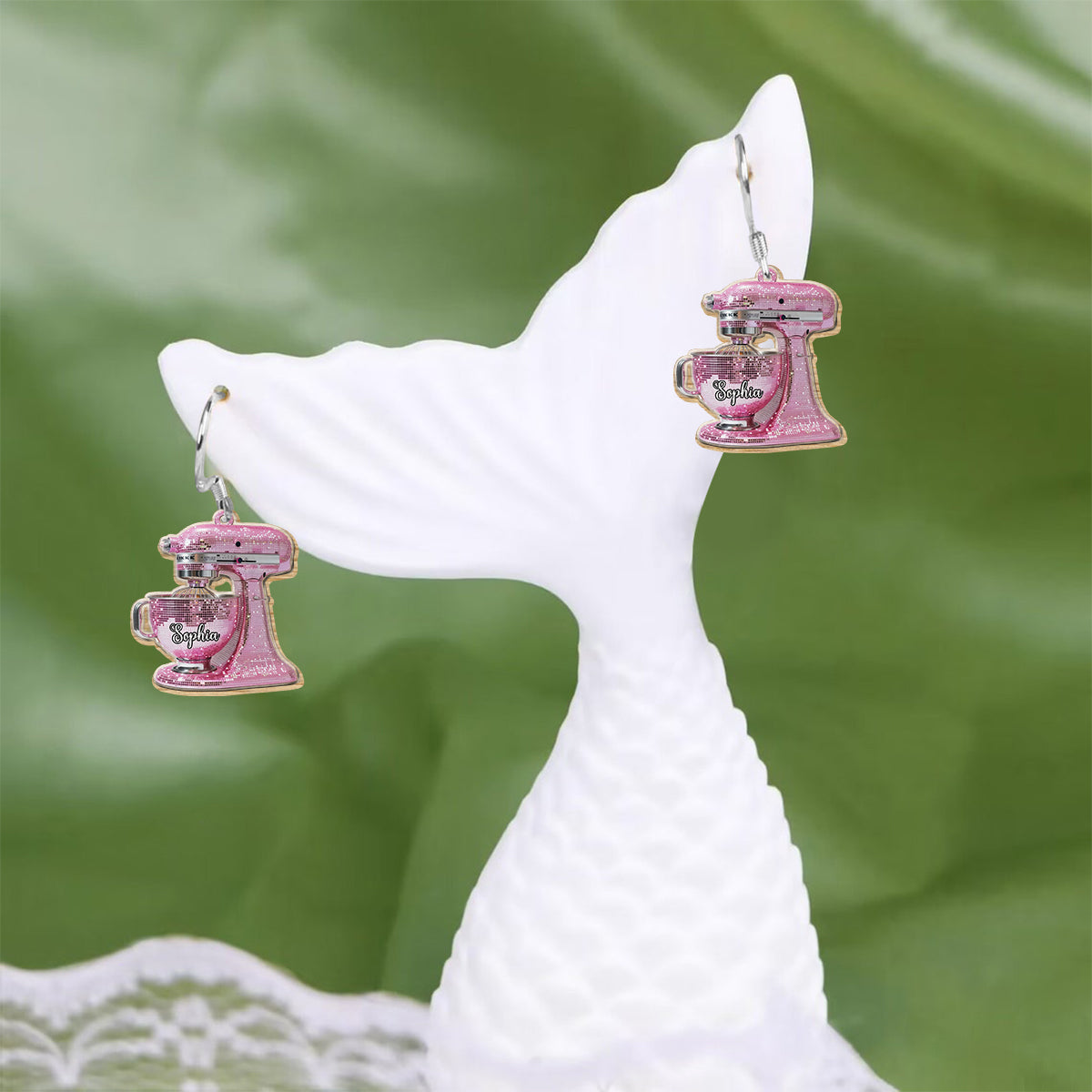 Pink Baking Machine - Personalized Baking Earrings