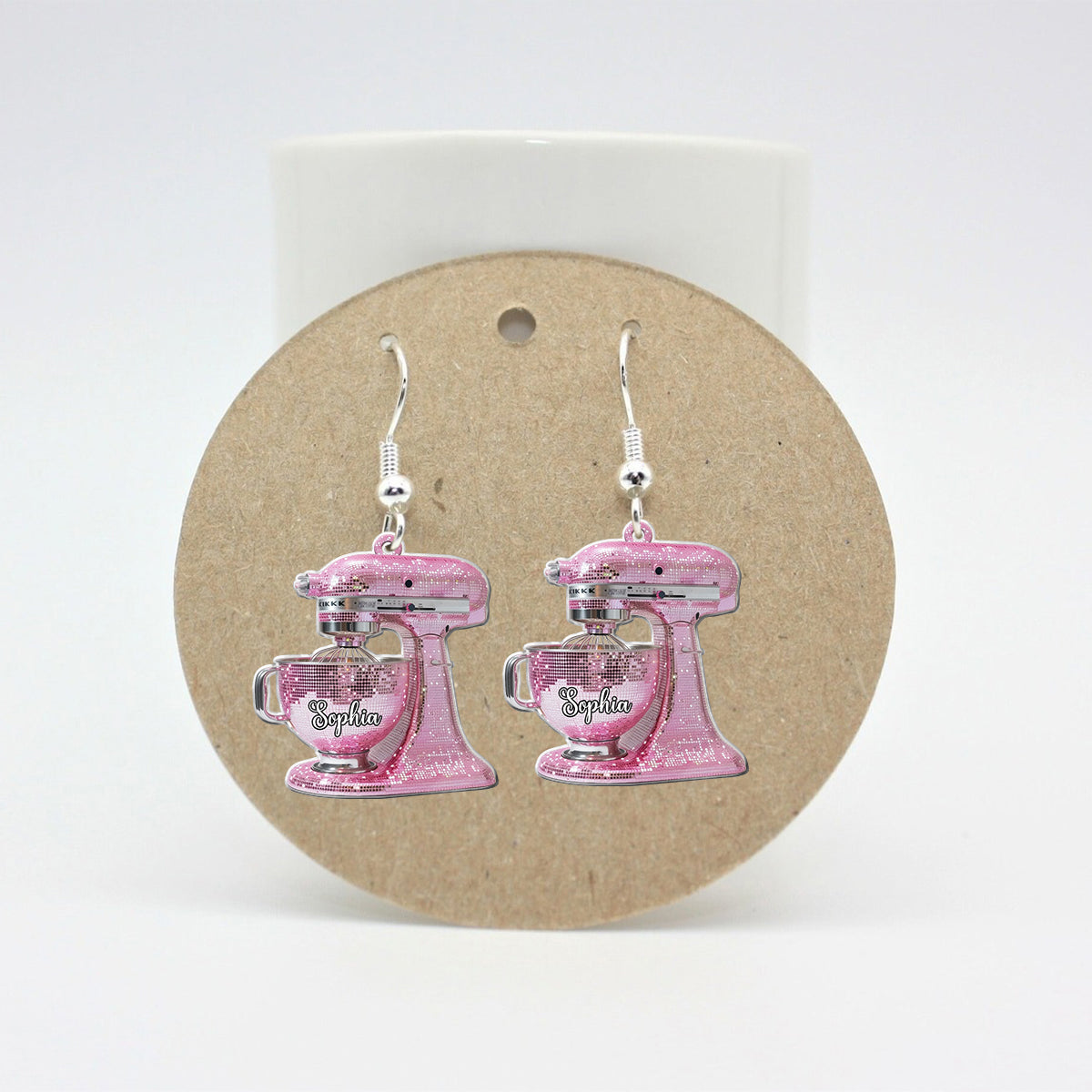 Pink Baking Machine - Personalized Baking Earrings