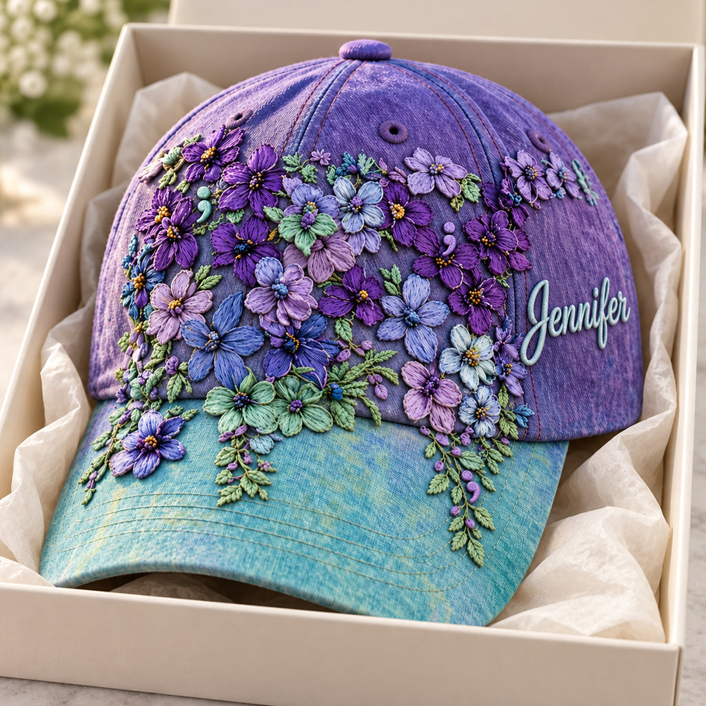 Vous comptez Teal Purple Semicolon Floral - Casquette Classique Personnalisée pour la Prévention du Suicide