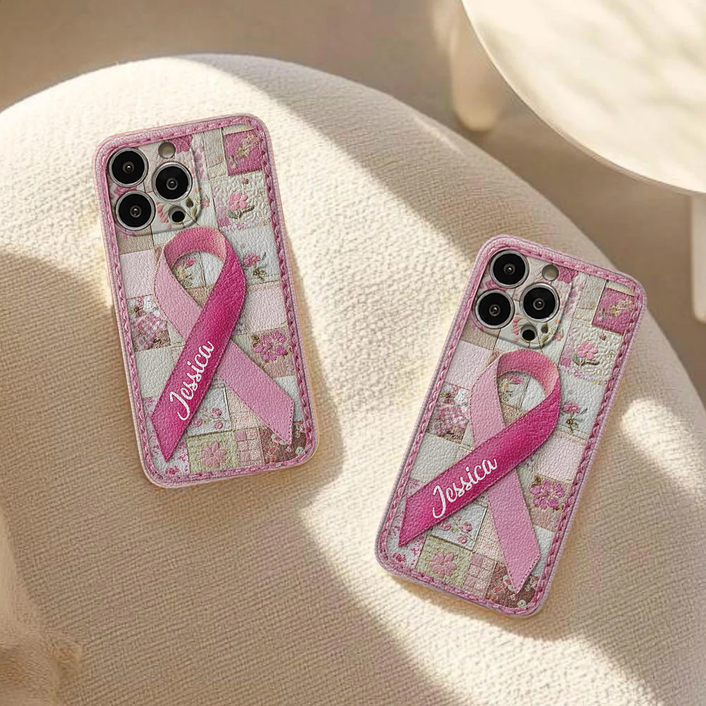 Breast Cancer Awareness - Personalized Breast Cancer Awareness Leather Phone Case