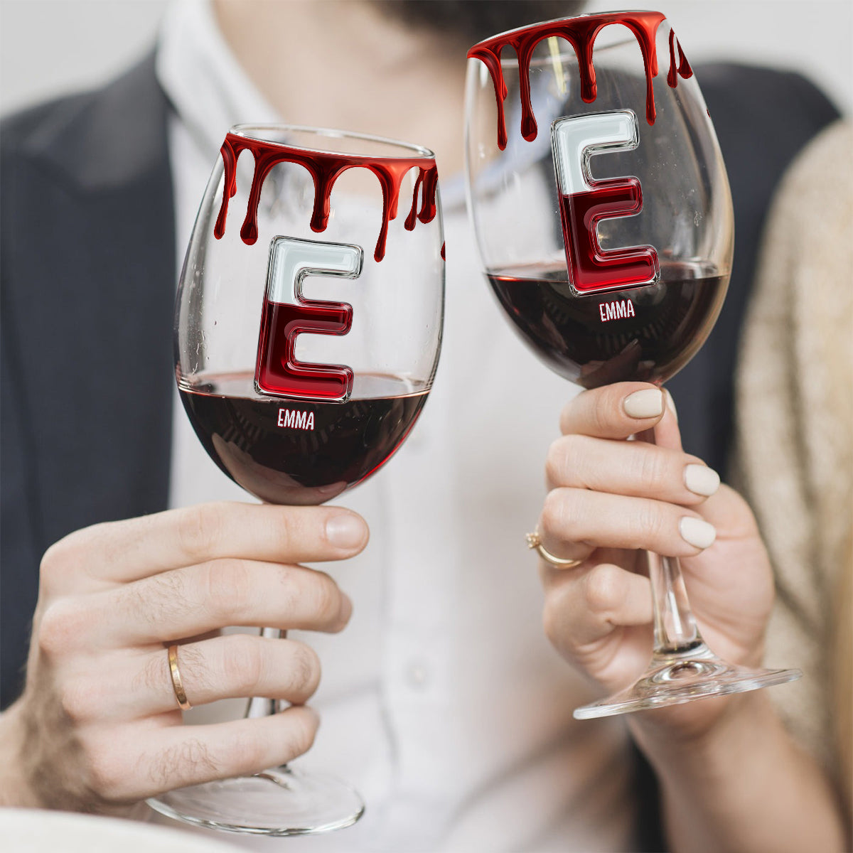 Personalisiertes Weinglas mit langem Stiel für Weinliebhaber