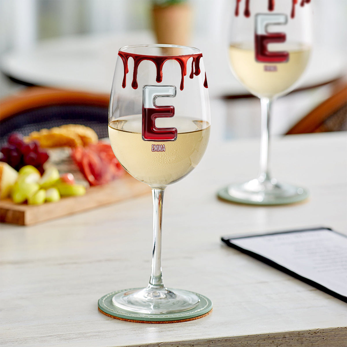 Personalisiertes Weinglas mit langem Stiel für Weinliebhaber