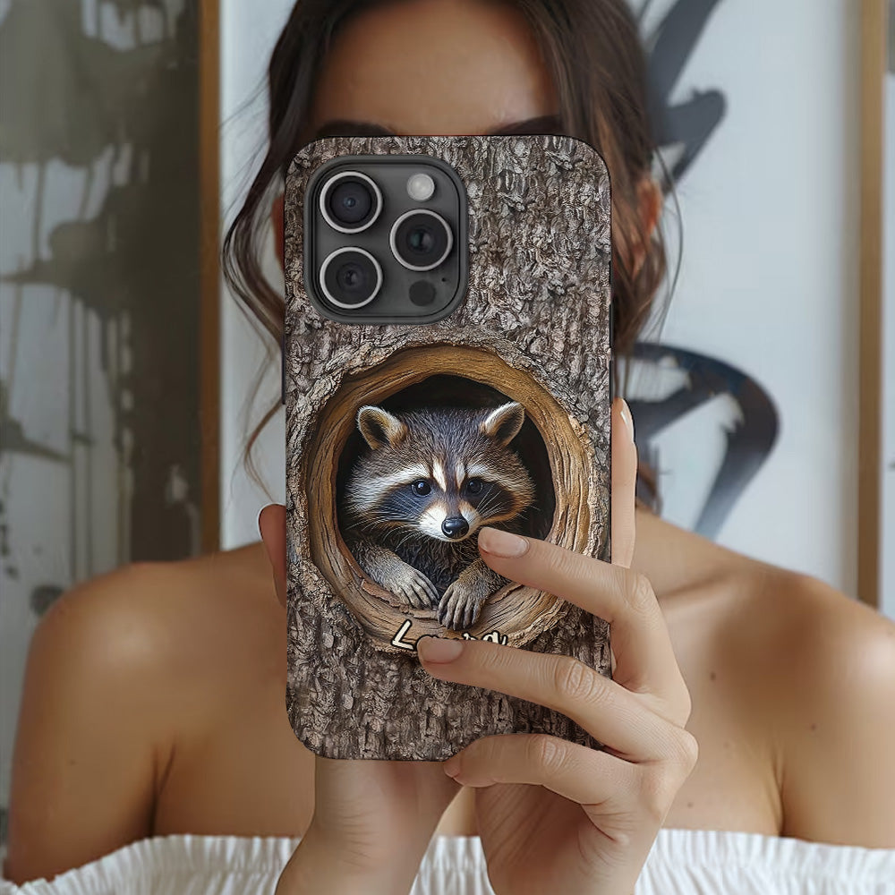 Adorable raton laveur - Coque de téléphone personnalisée avec motif raton laveur intégral