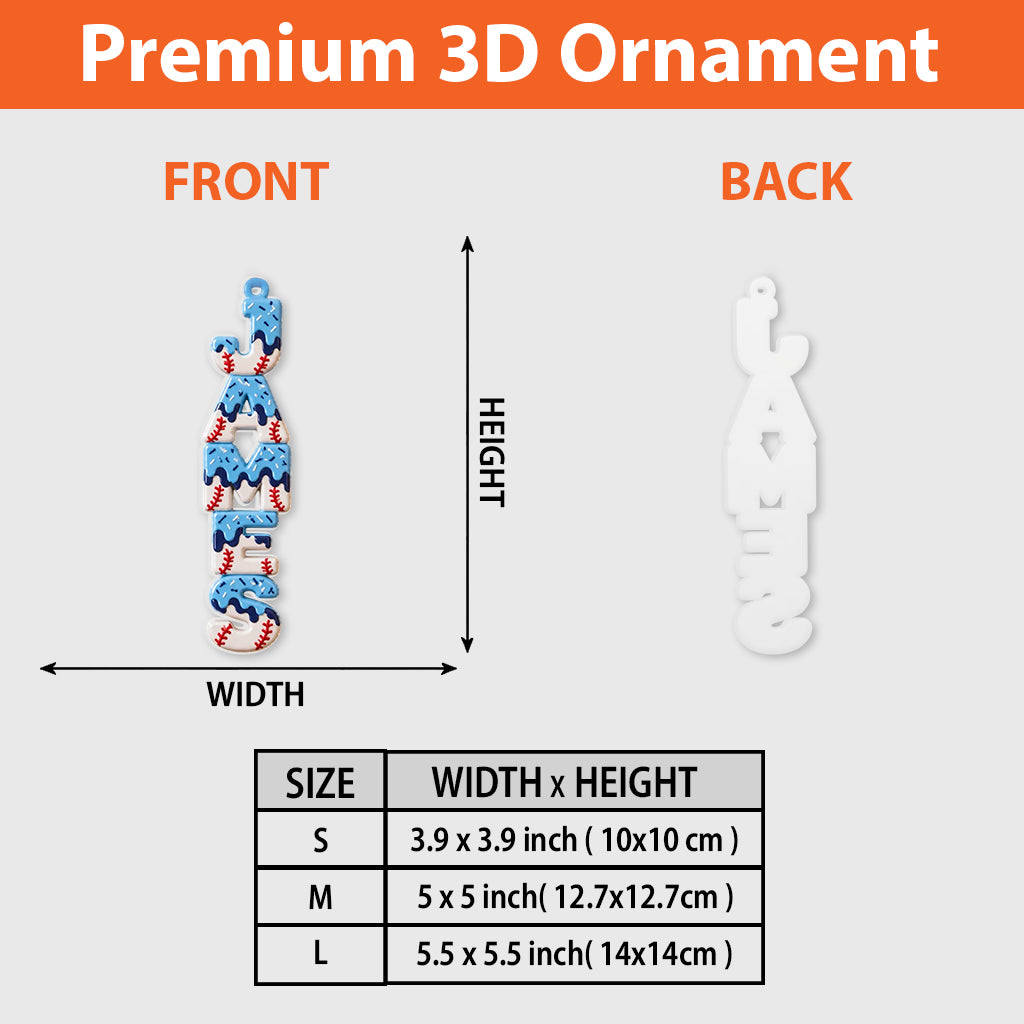 Icecream Drip Sport Love - Personalized Baseball Premium 3D Ornament
