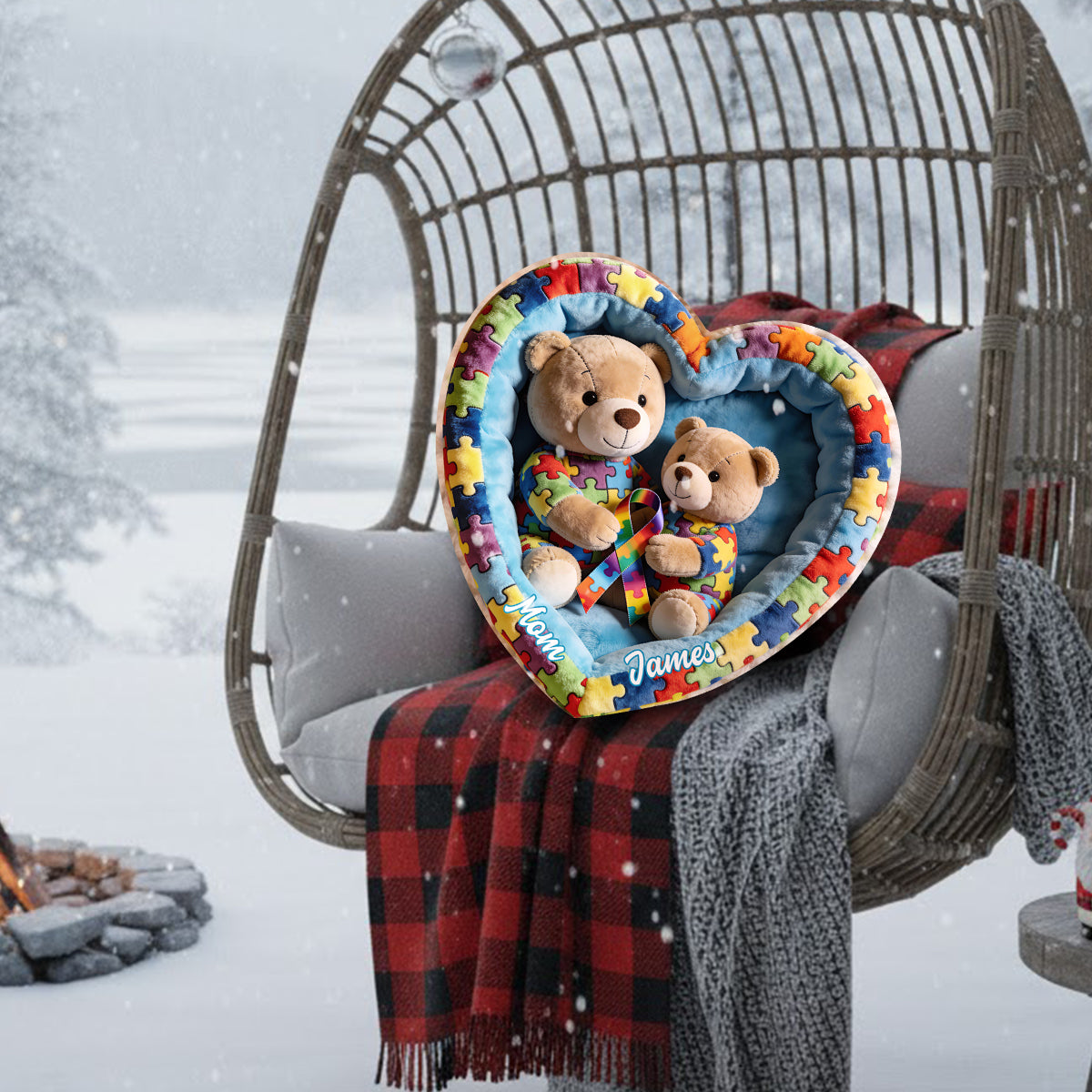 Strong Mama – Personalisiertes Kissen in Form eines Kunstfells zur Sensibilisierung für Autismus