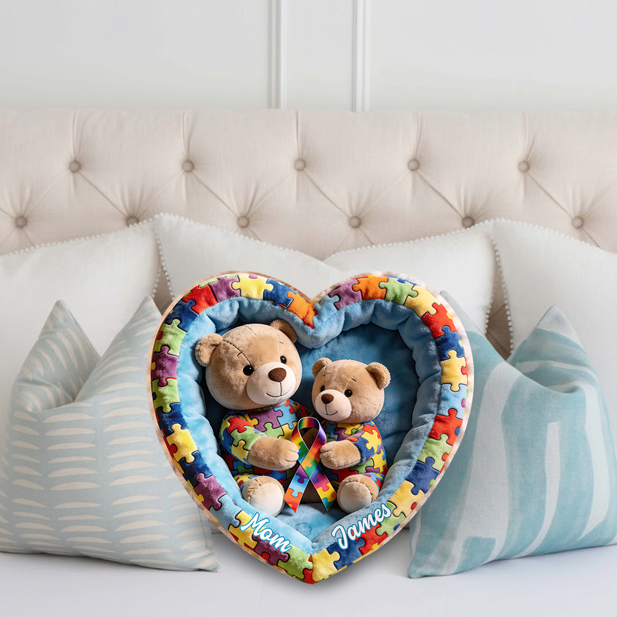 Strong Mama – Personalisiertes Kissen in Form eines Kunstfells zur Sensibilisierung für Autismus