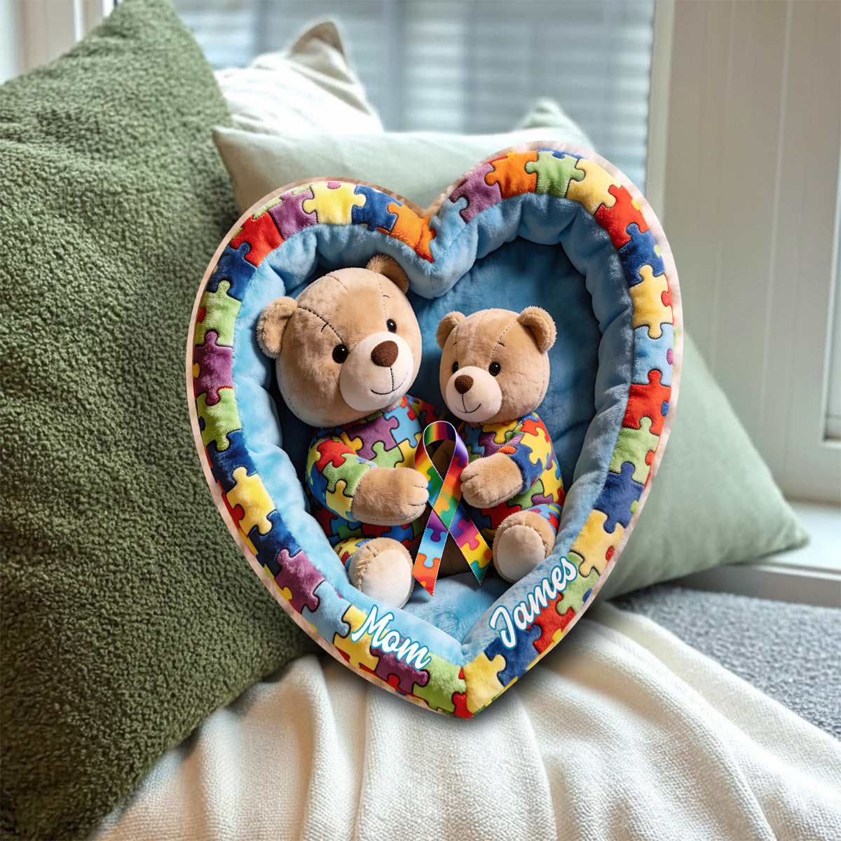 Strong Mama – Personalisiertes Kissen in Form eines Kunstfells zur Sensibilisierung für Autismus