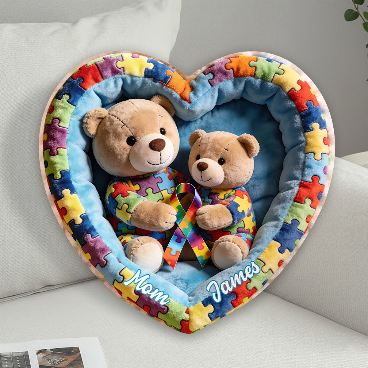 Strong Mama – Personalisiertes Kissen in Form eines Kunstfells zur Sensibilisierung für Autismus