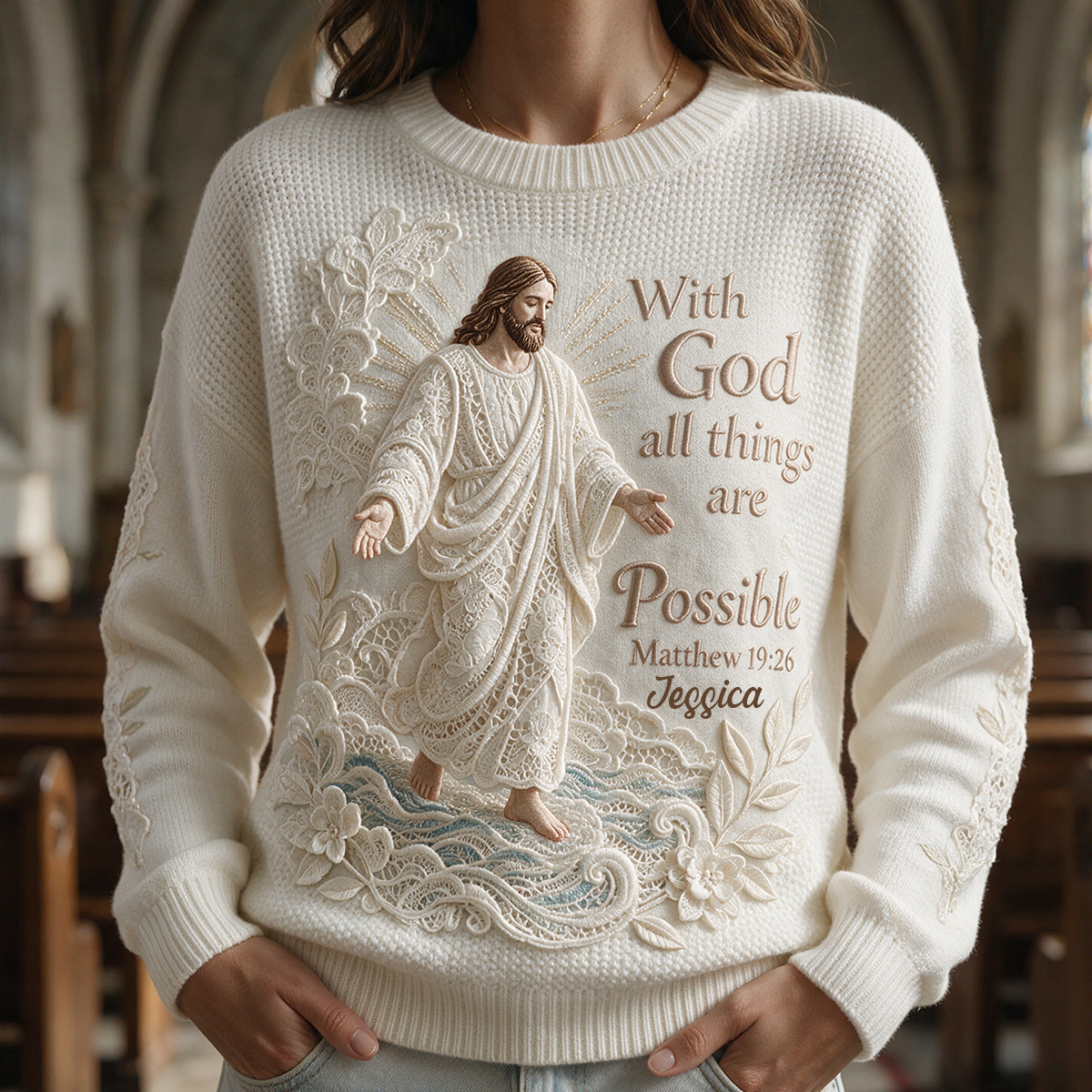 Mit Gott sind alle Dinge möglich - Personalisierter Christlicher Ugly Sweater
