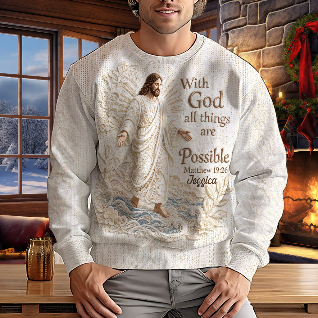 Mit Gott sind alle Dinge möglich - Personalisierter Christlicher Ugly Sweater