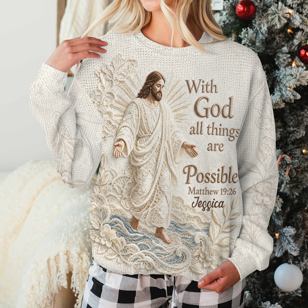 Mit Gott sind alle Dinge möglich - Personalisierter Christlicher Ugly Sweater
