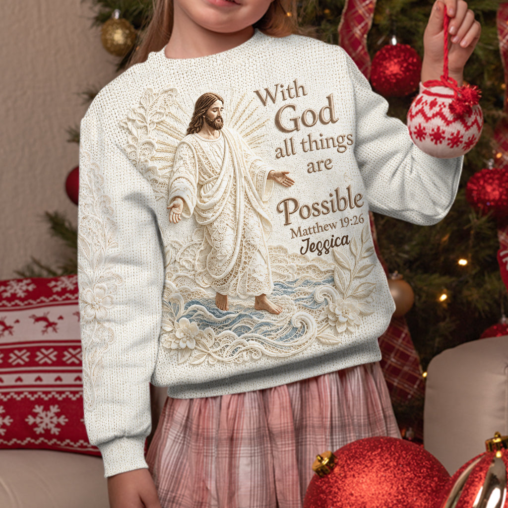 Mit Gott sind alle Dinge möglich - Personalisierter Christlicher Ugly Sweater