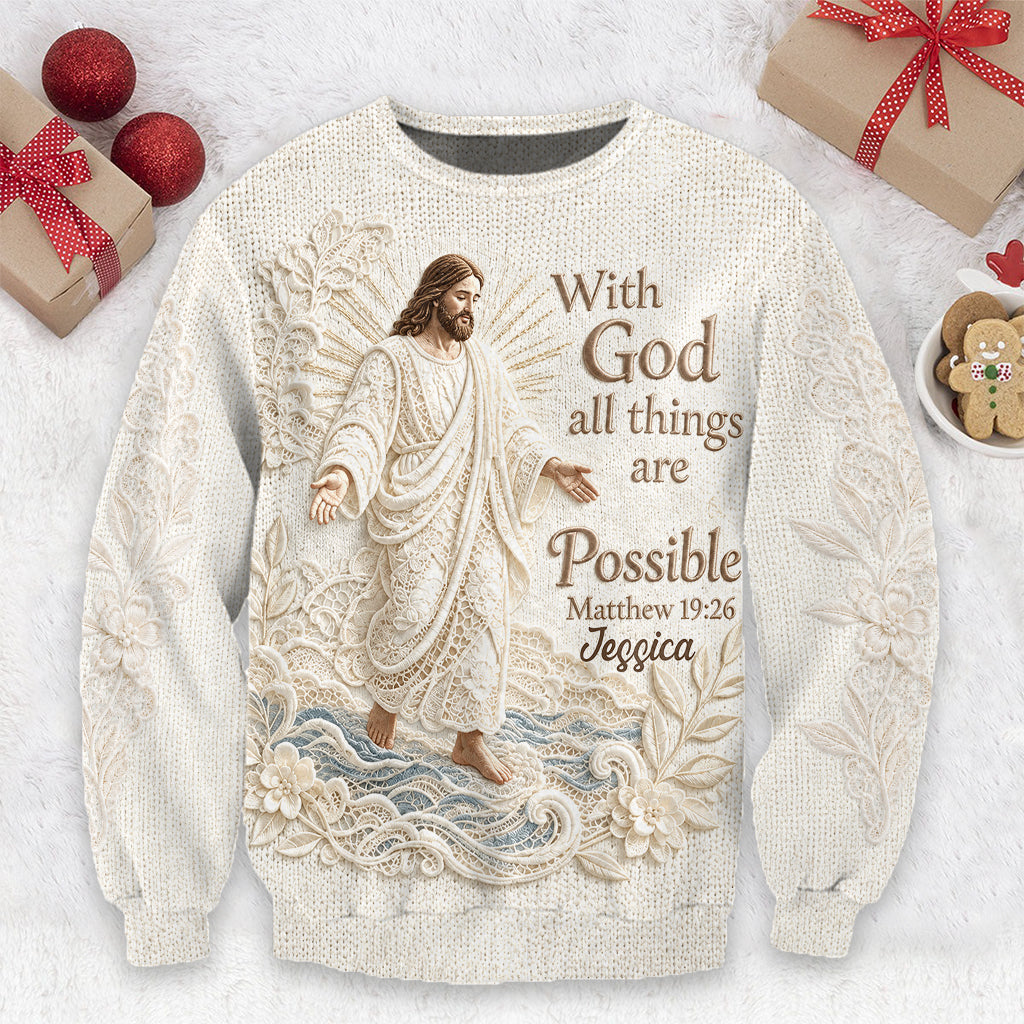 Mit Gott sind alle Dinge möglich - Personalisierter Christlicher Ugly Sweater
