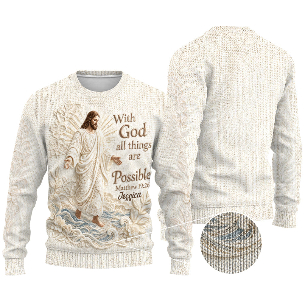 Mit Gott sind alle Dinge möglich - Personalisierter Christlicher Ugly Sweater