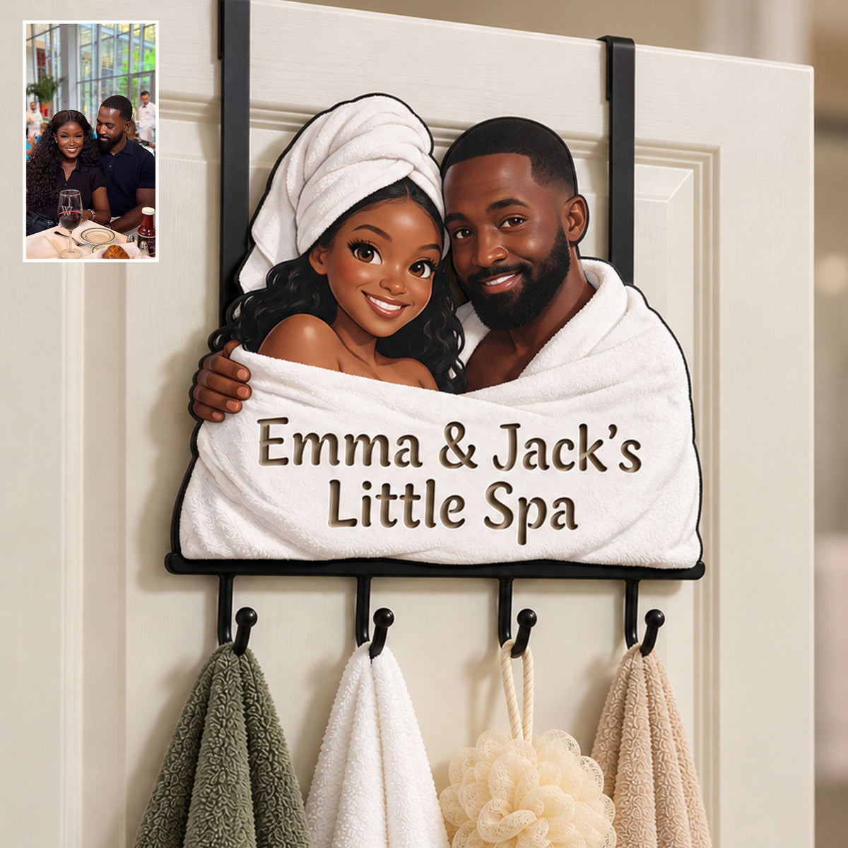 Our Happy Place - Personalized Couple Metal Door Hooks
