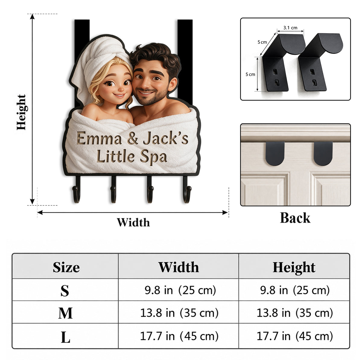 Our Happy Place - Personalized Couple Metal Door Hooks