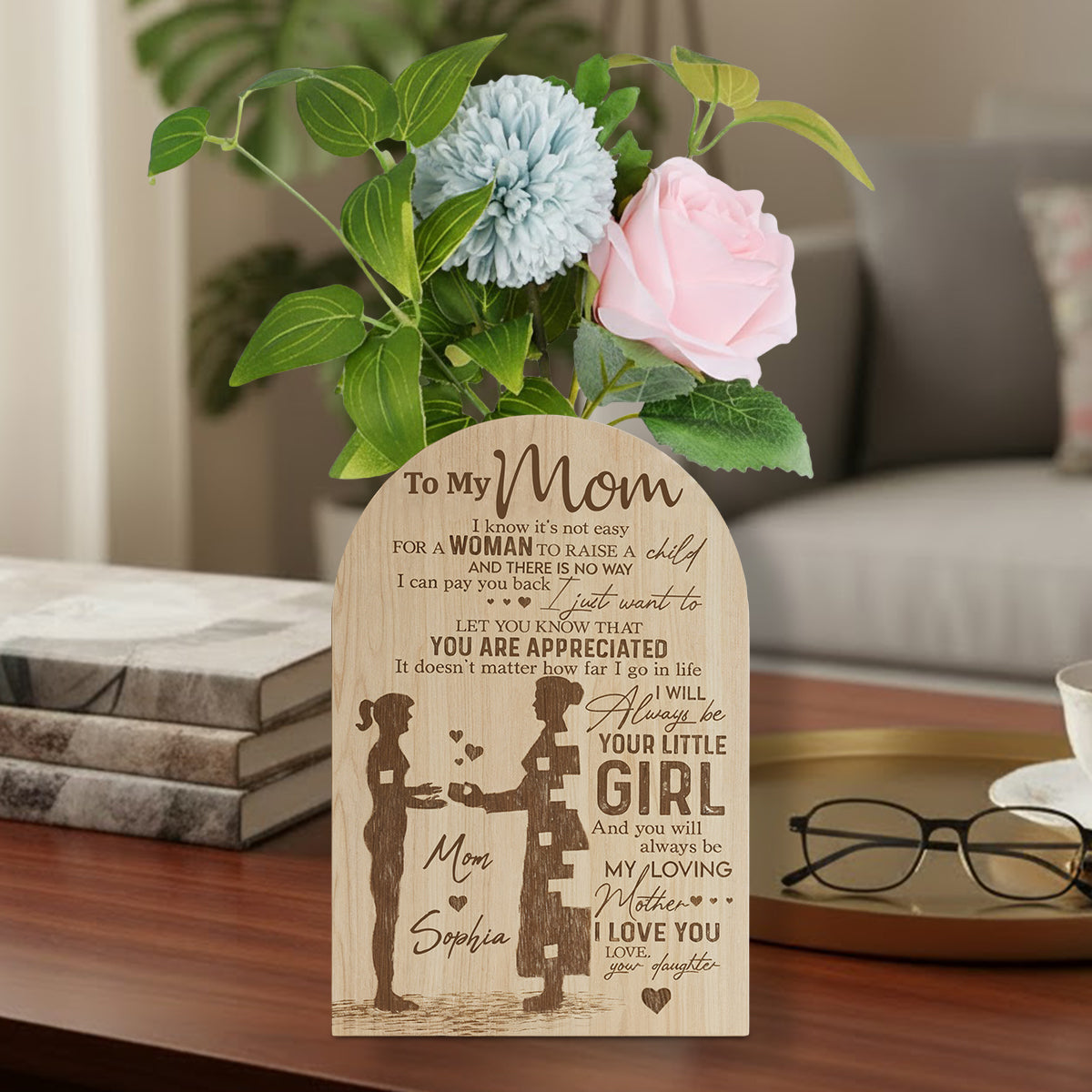 To My Mom - Perfect Gift For Mom - Personalized Family Custom Shape Acrylic Flower Vase