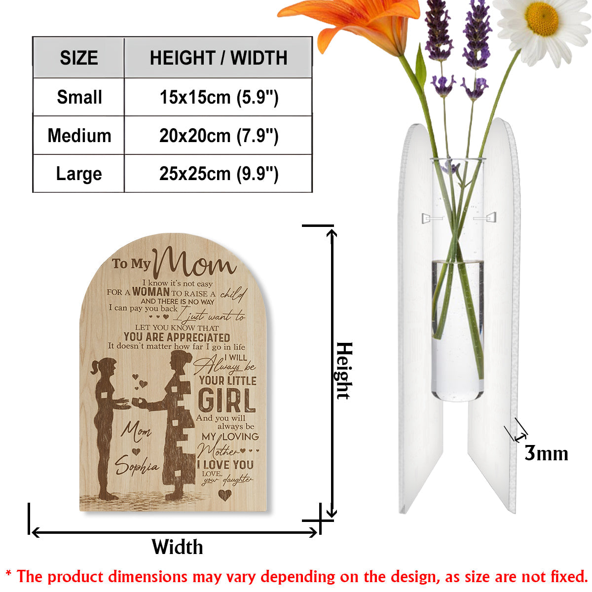 To My Mom - Perfect Gift For Mom - Personalized Family Custom Shape Acrylic Flower Vase