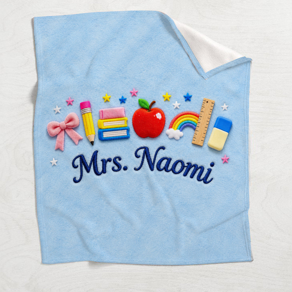 Kawaii School Teacher Gift Personalized - Personalized Teacher Blanket