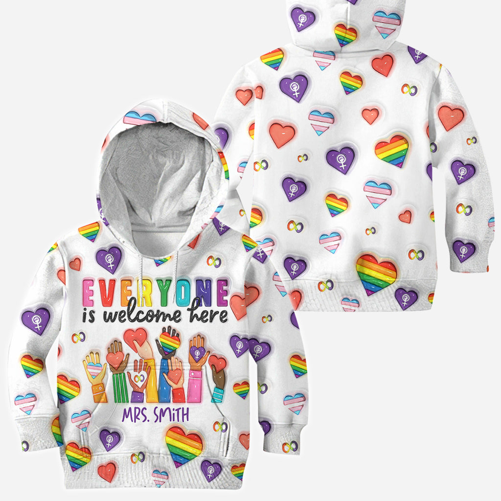 Everyone Is Welcome Here - Personalized Teacher All Over Shirt