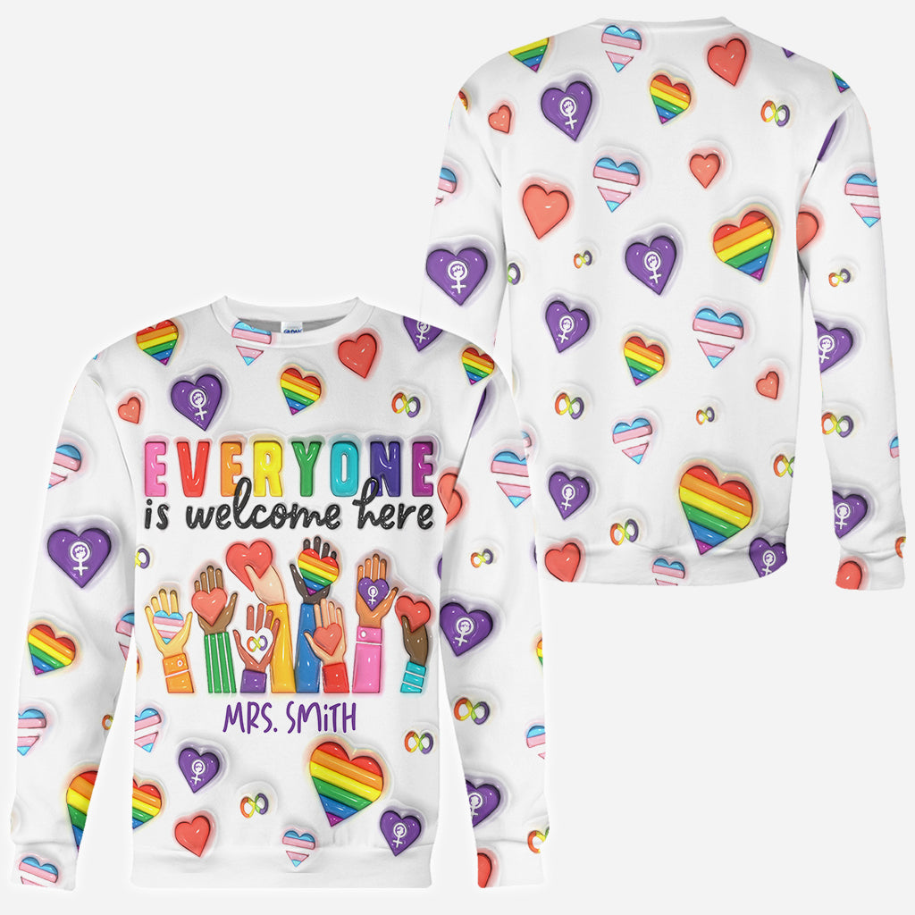Everyone Is Welcome Here - Personalized Teacher All Over Shirt