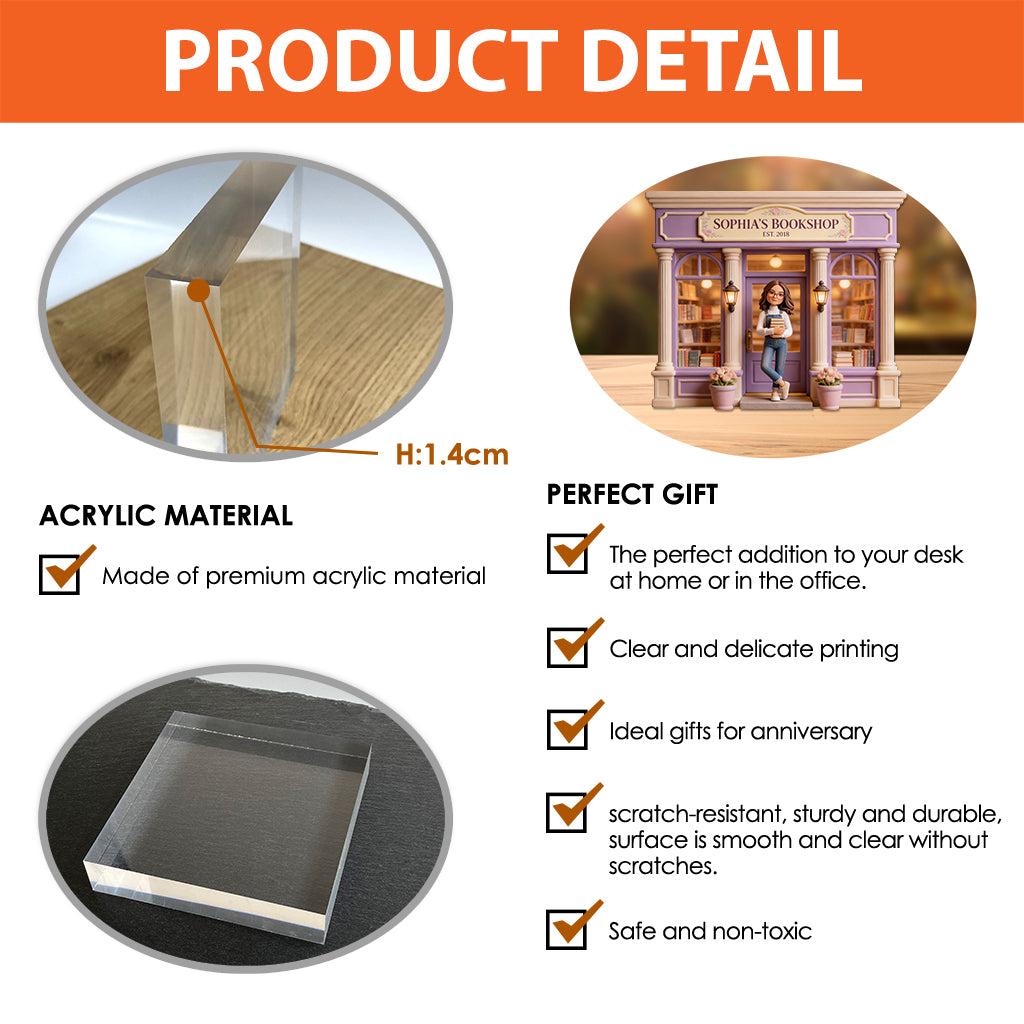 Custom Any Photo Bookshop - Personalized Book Custom Shaped Acrylic Plaque