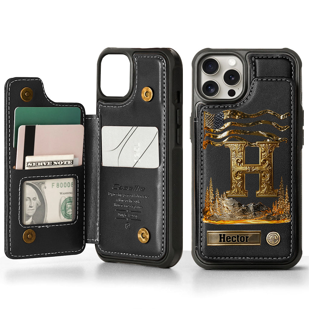Name Initial Alphabet - Personalized Luxury Wallet Phone Case