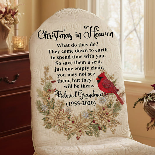 Christmas In Heaven - Personalized Memorial Chair Cover Set