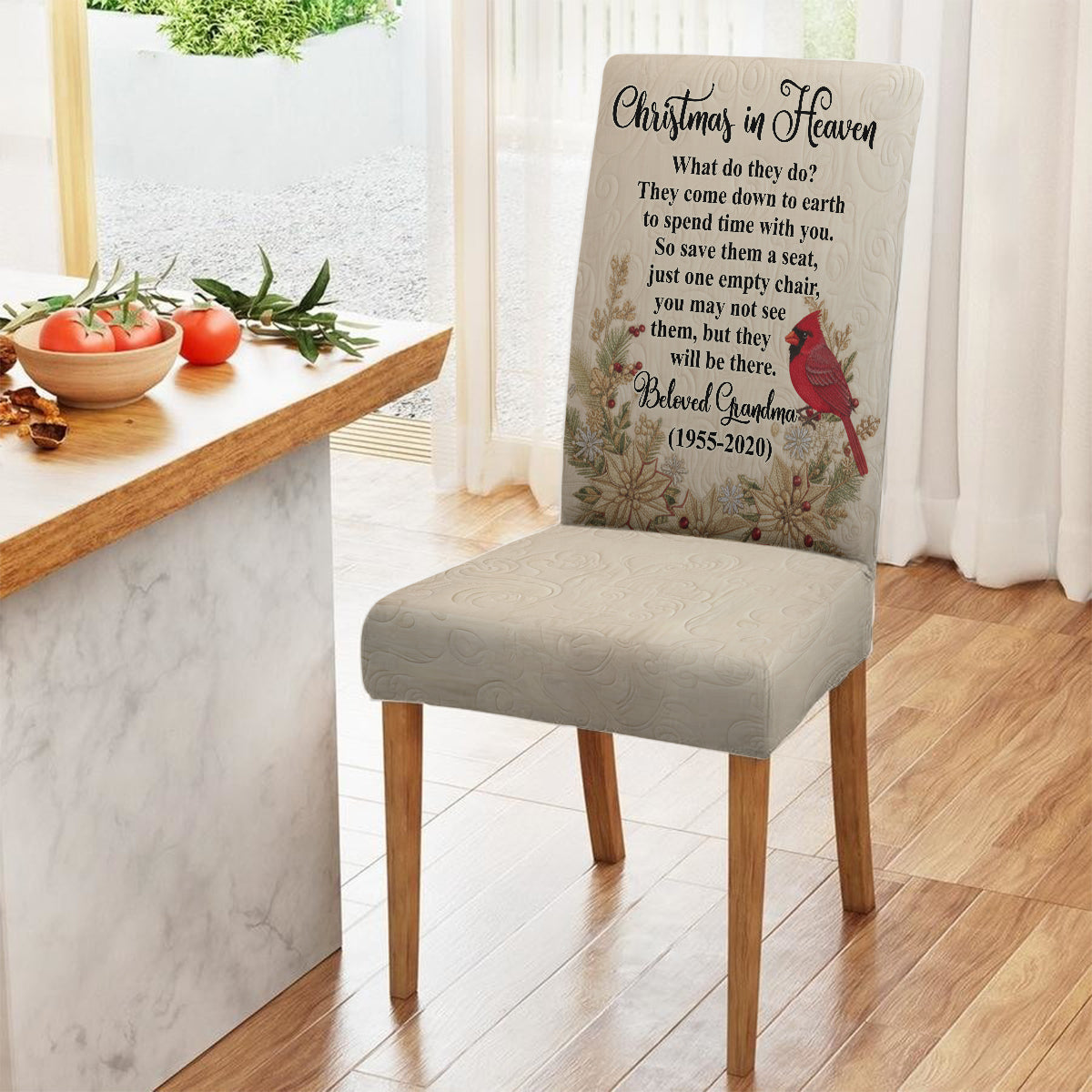 Christmas In Heaven - Personalized Memorial Chair Cover Set