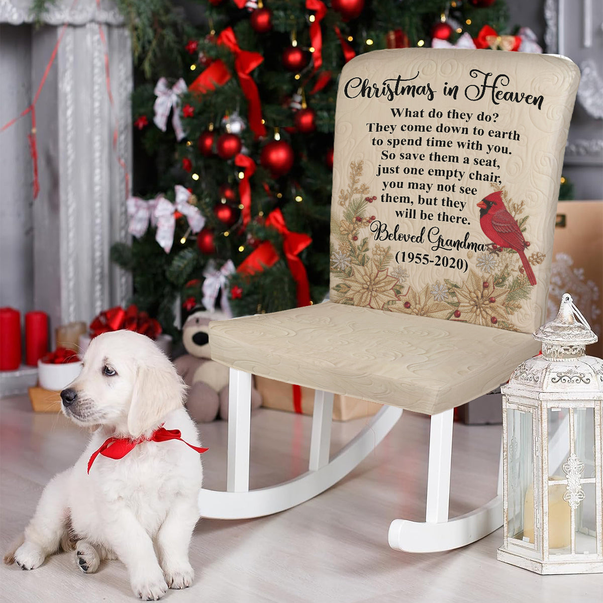 Christmas In Heaven - Personalized Memorial Chair Cover Set