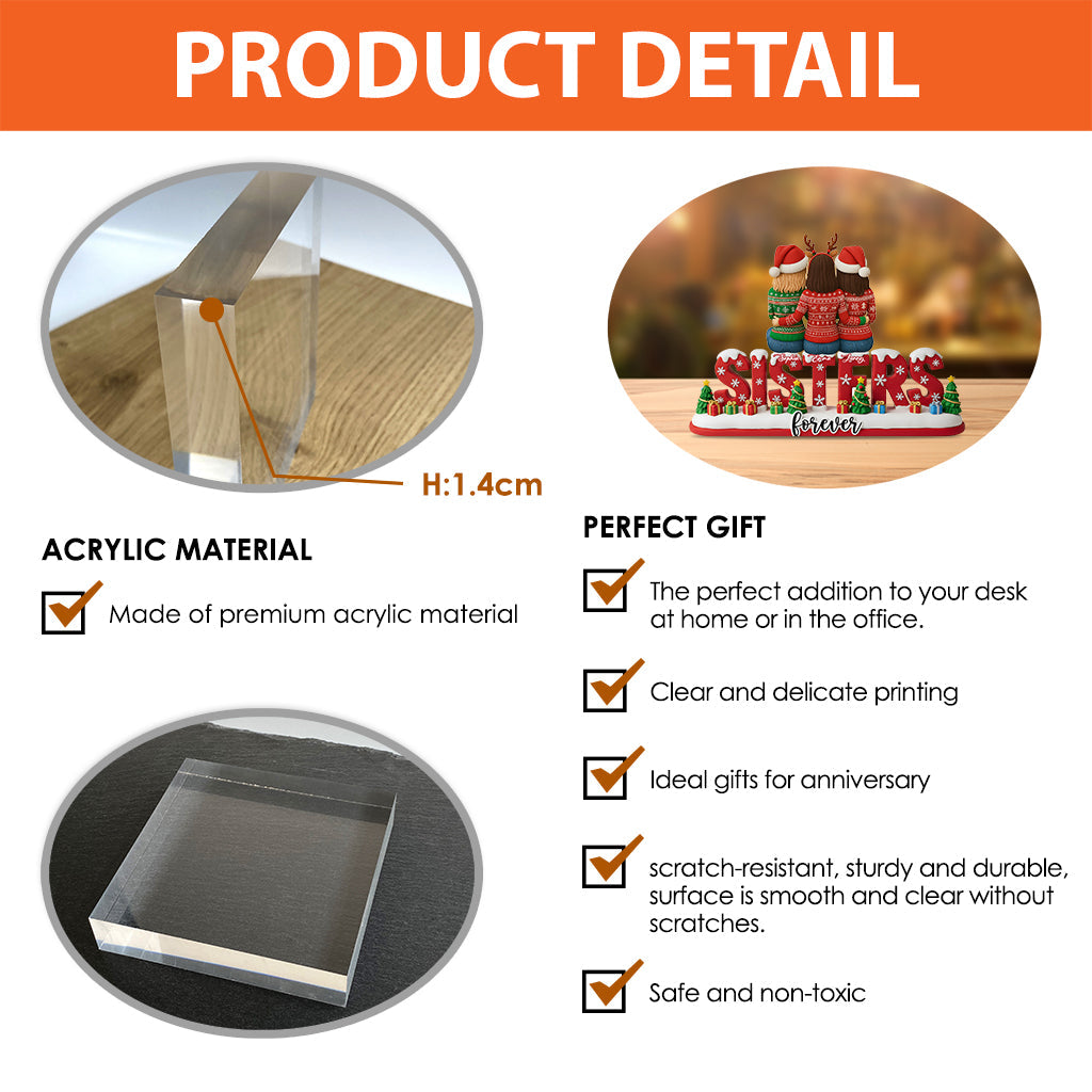 Sisters Forever - Personalized Sister Custom Shaped Acrylic Plaque