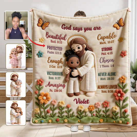 Crochet God Says You Are - Personalized Christian Blanket