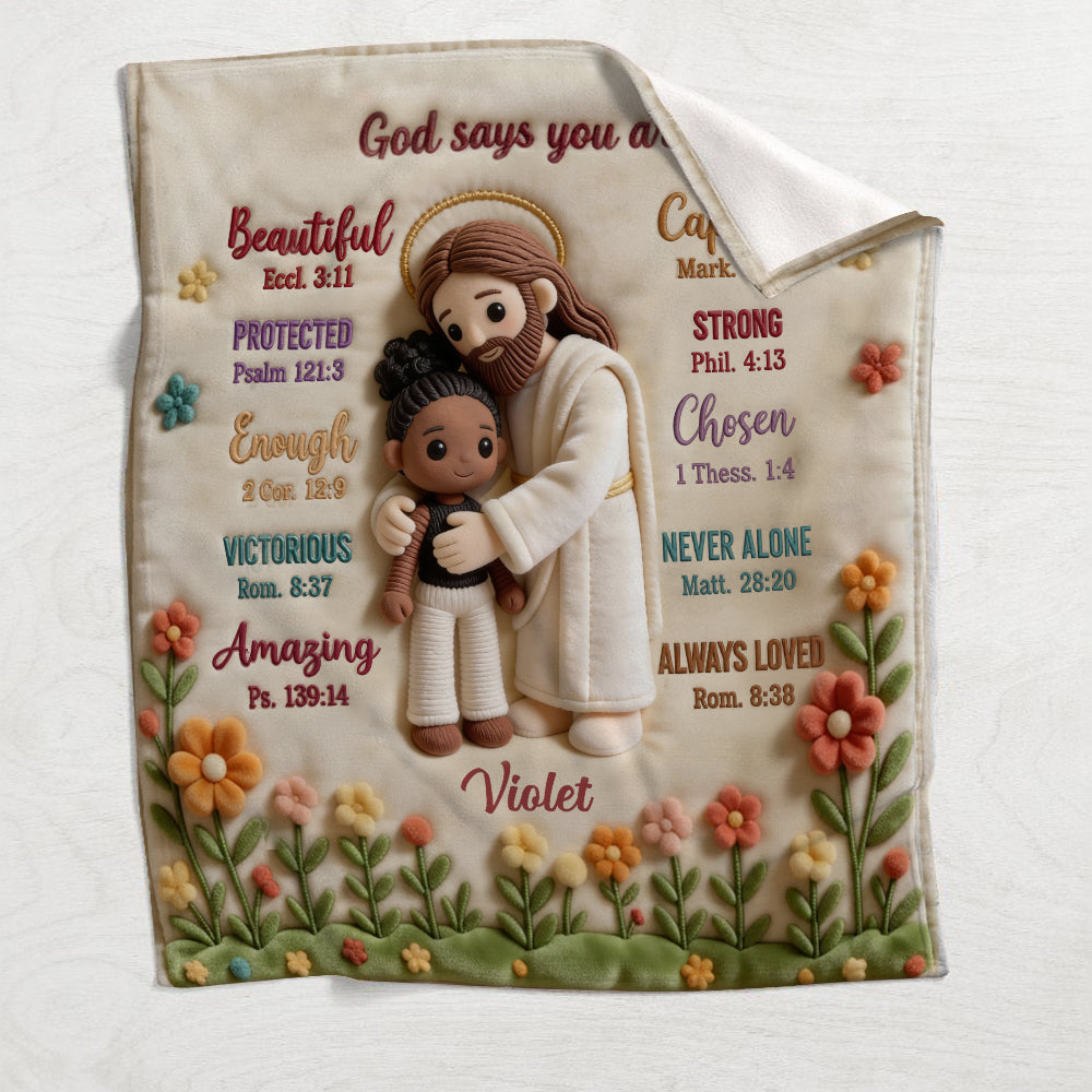 Crochet God Says You Are - Personalized Christian Blanket