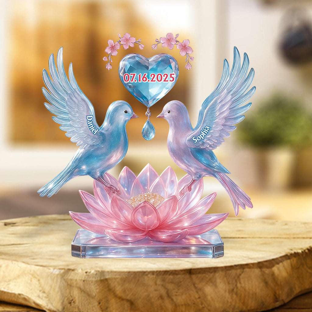 Luxury Dove Couple Art - Personalized Couple Custom Shaped Acrylic Plaque