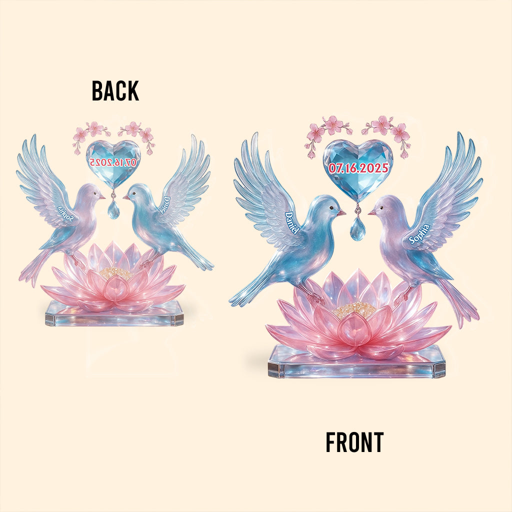 Luxury Dove Couple Art - Personalized Couple Custom Shaped Acrylic Plaque