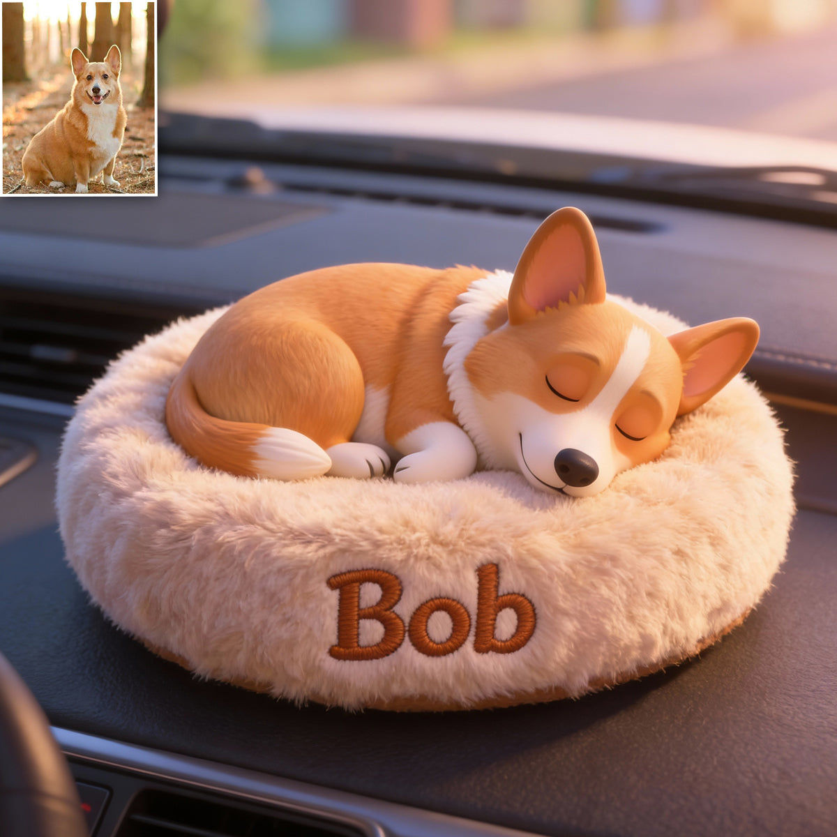 Peaceful Sleeping Dog - Personalized Dog Car Dashboard Plaque