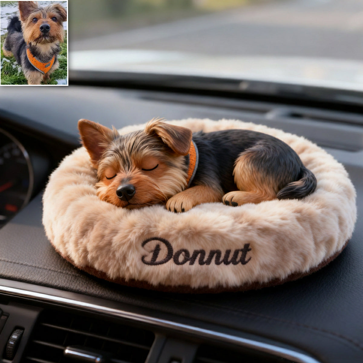 Peaceful Sleeping Dog - Personalized Dog Car Dashboard Plaque