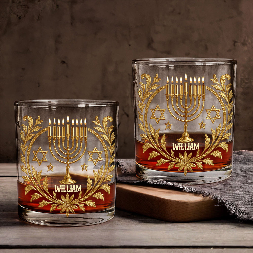 Joyeux Hanoukka, cadeau pour les Juifs - Verre à whisky personnalisé