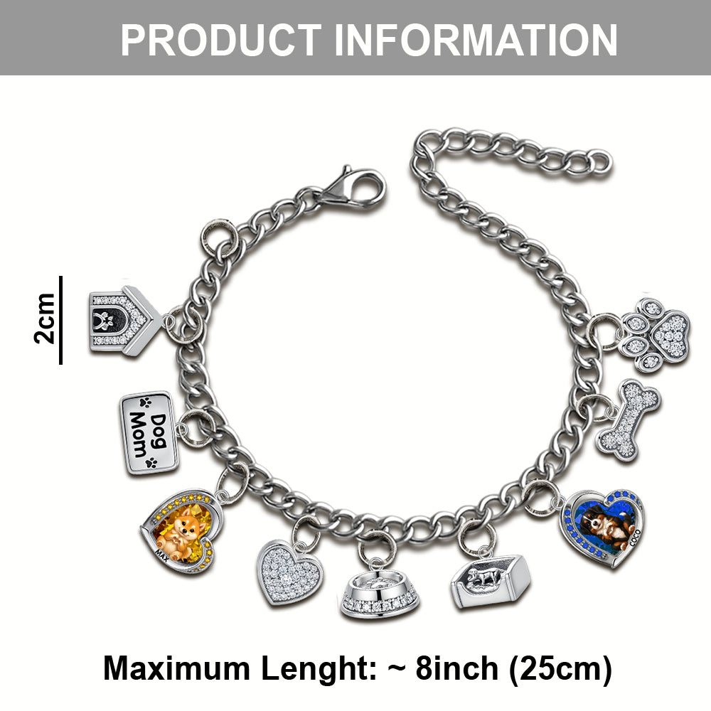 Bracelet personnalisé pour chien avec breloques « Chiot/Chaton fait des cœurs avec ses mains »