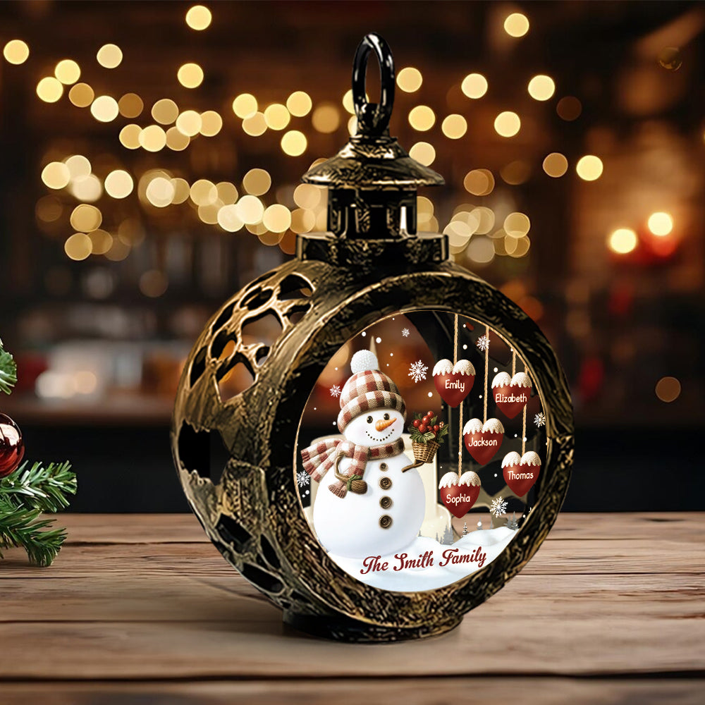 Merry Christmas - Personalized Family Round Lantern With Light