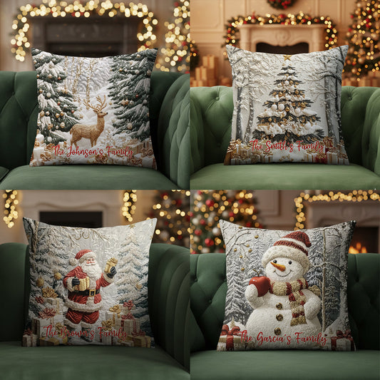 Holiday Christmas - Personalized Christmas Throw Pillow