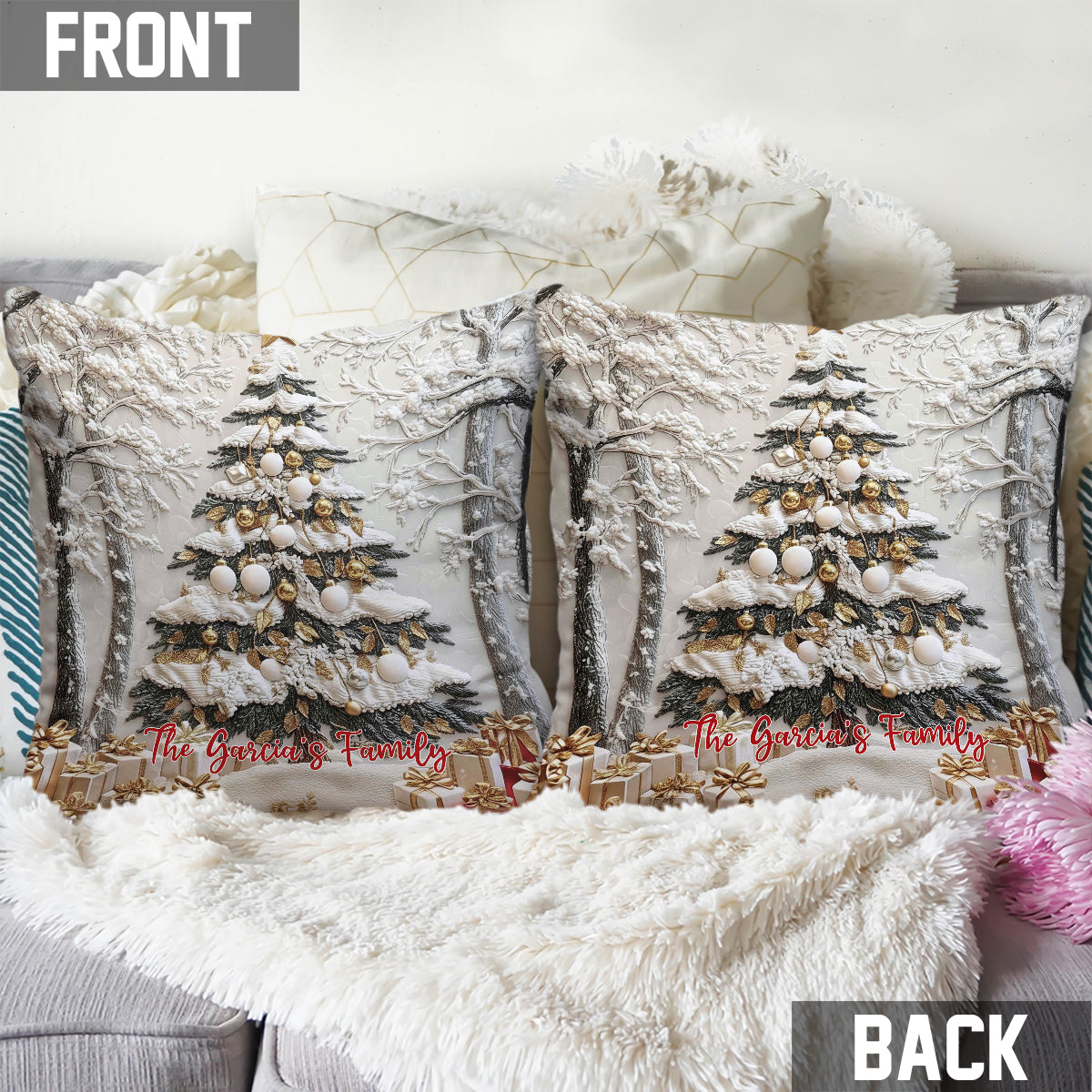 Holiday Christmas - Personalized Christmas Throw Pillow