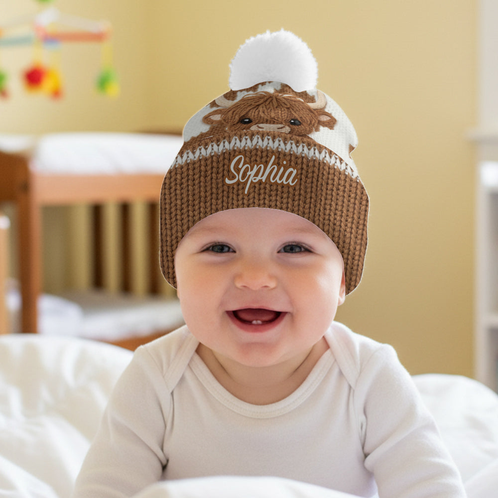 Mignonne vache des Highlands - Bonnet personnalisé vache des Highlands