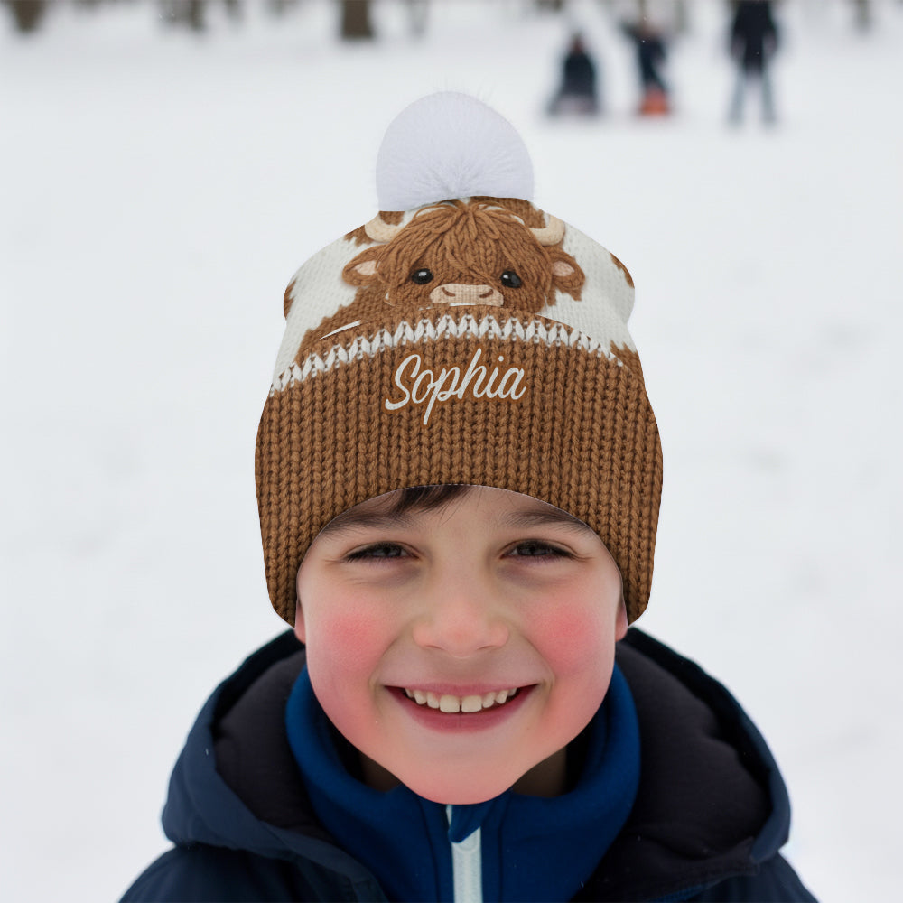 Mignonne vache des Highlands - Bonnet personnalisé vache des Highlands
