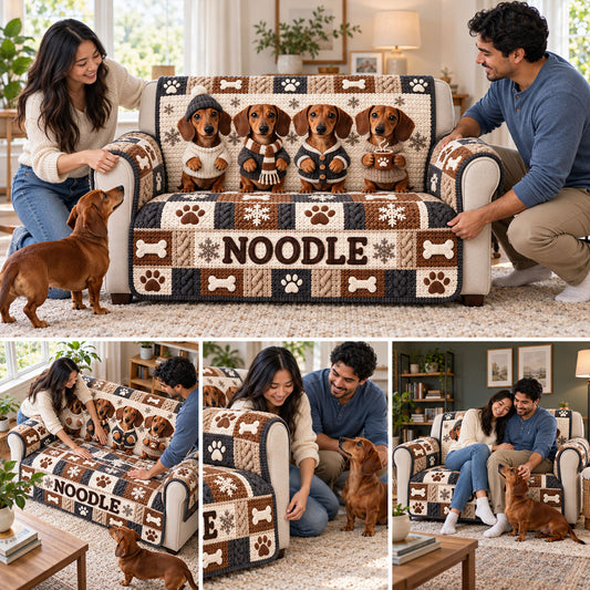 Merry Woofmas - Personalized Dog Quilted Sofa/Couch Cover