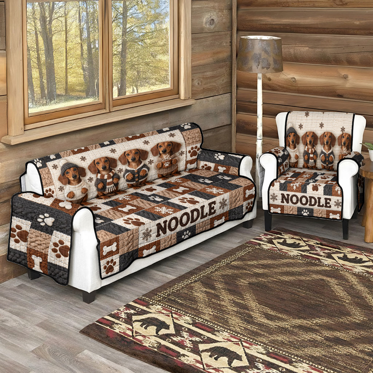 Merry Woofmas - Personalized Dog Quilted Sofa/Couch Cover